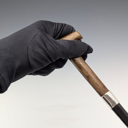 1883年 英国アンティーク レディース クラッチハンドル 純銀装飾 ステッキ 杖 81cm